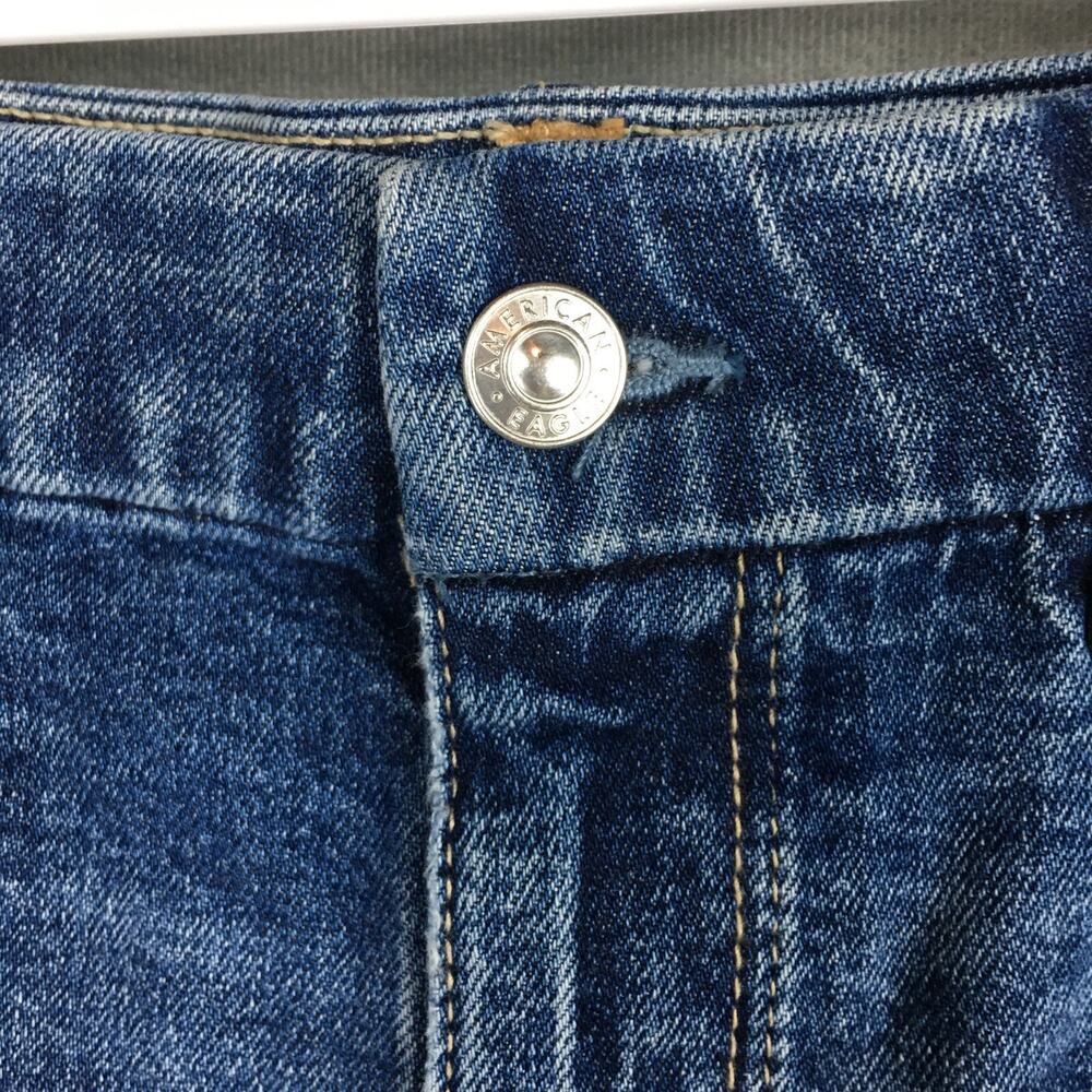 New American Eagle Women High Rise Curvy Shorts Distressed Denim Summer Beach 0 - Picture 4 of 14